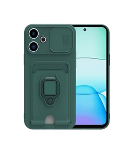 Redmi 13 4G Kılıf Zuma Kartvizitli Yüzüklü Silikon - Yeşil