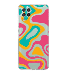 Samsung Galaxy M32  Kamera Korumalı  Kapak Renkli Desen Tasarımlı  Şeffaf Kılıf