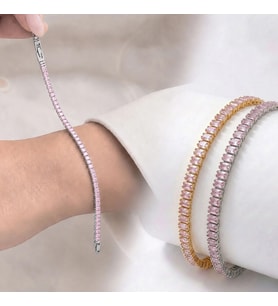 Moncuk Design 4mm Pembe Zirkon Taşlı Ayarlanabilir Su Yolu Kadın Bileklik 3351KBV4D6