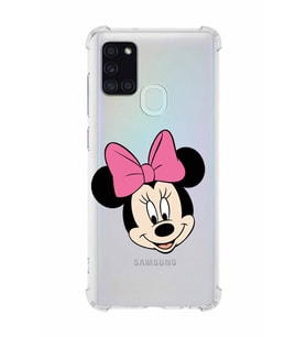 Samsung Galaxy A21s   Köşe Korumalı Antişok Kapak Minnie Mouse Tasarımlı Şeffaf  Kılıf