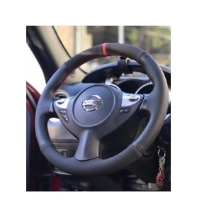 Nissan Juke Kırmızı Yüzüklü Nubuk Noktalı Deri Direksiyon Kılıfı