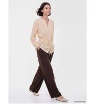 LCW Modest Kahverengi Beli Lastikli Geniş Paça Kadın Pantolon