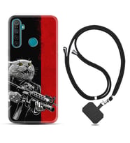 Realme 5i 5 Pro 6i 7 Pro 8 Kılıf Boyun Askılı Silikon Çılgın Kedi 1674