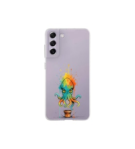 Samsung Galaxy S21 FE ile uyumlu Splash ahtapot tasarımlı şeffaf silikon kılıf