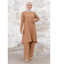 Seyal Tunik Pantolon Bürümcük Takım 1252 - Vizon