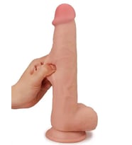 Fastieshop Çift Katmanlı Oynar Derili Realistik Dildo 23 cm (Ten)