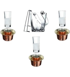 Paşabahçe 8 Parça Rakı Bardak Meşrubat Bakır Ehlikeyf Ve Buz Kovası Keyif Seti