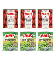 Tamek Domates Salcası 830 gr Bezelye 830 gr 6 li Set 