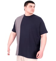 Mode XL Büyük Beden Erkek T-Shirt Parçalı MD08 U22134 Lacivert