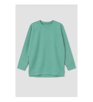 Kadın Oversize Taş Detaylı Geniş Kalıp Mint Yeşili Sweatshirt