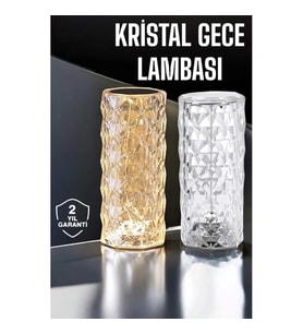Mey İthalat® Gece Lambası Kristal Lamba Dokunmatik Şarjlı Hediyelik