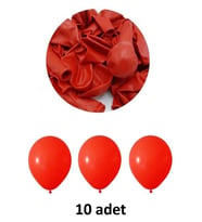Kırmızı Balon 12" - 30 cm Lateks Kırmızı Renk Balon 10'lu Paket