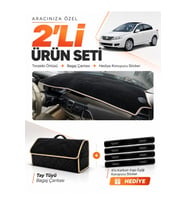 e-biz RENAULT LATITUDE (2010-2015) Uyumlu Torpido Örtüsü + Tay Tüyü Çanta - Siyah-Bej - RE034