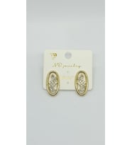 Luna Taşlı Gold Oval Küpe