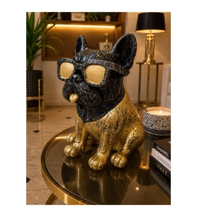 Siyah & Gold Fransız Bulldog Dekoratif Biblo Hediyelik Ev Ofis Dekor