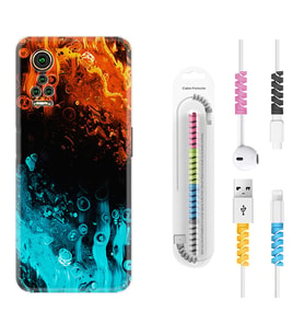 General Mobile GM 21 Pro GM 22 Pro Plus Kılıf Kablo Koruma Spiral Silikon Orange Blue Color 1665