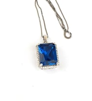 Sky Diamond Blue Creative Sapphire 925ayar Gümüş Lüks Baget Kolye