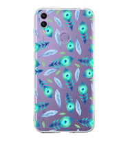 PrintiFy Huawei Honor 8C ile Uyumlu 1mm Slim Fit Nazar Boncuğu 3 Baskılı Şeffaf  Kılıf