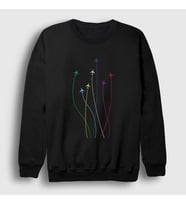Presmono Unisex Siyah Rainbow Pilot Airplane Uçak Sweatshirt 410811tt