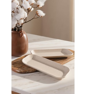 Mat Krem Pergamon Kayık Tabak 26 Cm 2 Adet 040