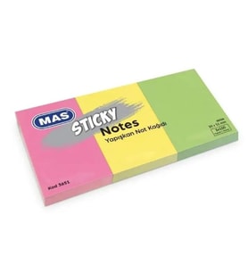 Mas Postit 35X51 Yapışkanlı Not Kağıdı 100 Sayfa 3 Renk Neon - 2 adet