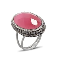 Pembe Aytaşı ve Swaroski Taşlı 925 Ayar Gümüş Kadın Yüzük 201024475
