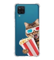 PrintiFy Samsung Galaxy M12 Uyumlu Kedi 1 Baskılı Şeffaf Köşe Korumalı Antişok Kılıf