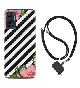 Infınix Hot 12 Kılıf Resimli Boyun Askılı İpli Desenli Silikon Strip Flowers 2 1409
