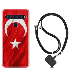 TCL 10L 10 Plus 10SE 20E 20SE 30 L7 Kılıf Boyun Askılı Silikon Şanlı Türk Bayrağı 4 1401
