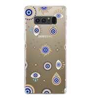 PrintiFy Samsung Galaxy Note 8 ile Uyumlu Nazar Boncuğu 5  Kamera Korumalı Şeffaf Silikon Kılıf