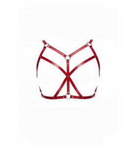 Mulvxbrf Brf02 Kırmızı Göğüs Harness Deri Çapraz Bantlı O Halka Detaylı - Brf247 (Mulvix)