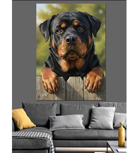 Rottweiler Köpek Portresi Dekoratif Kanvas - Mdf Ahşap Tablo