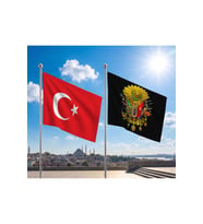 TRY Bayrağı ve Alpaka Kumaş Türk Bayrağı 2'li Set 100x150cm