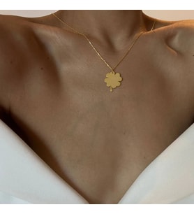 Kişiye Özel Yonca Figürlü Kolye 925K Gümüş (Gold)