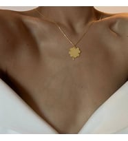 Kişiye Özel Yonca Figürlü Kolye 925K Gümüş (Gold)