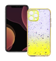 Apple iPhone 12 Pro Max Simli Şeffaf Sert Slikon Kılıf (Sarı)