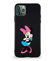 Apple iPhone 11 Pro Max Soft Premier Kapak Minnie Mouse-D Tasarımlı Silikon Kılıf - Siyah (Şeffaf)