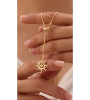 Asansörlü Güneş Kolye 925 Ayar (Gold)