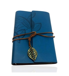 Retro Deri Defter Yaprak Tasarımlı Büyük Boy Yeşil