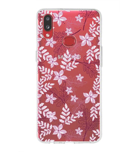 Samsung Galaxy A10s Uyumlu Kapak Floral Pudra Tasarımlı Şeffaf Silikon Kılıf