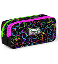 Coral High Kız Çocuk Siyah/Pembe Kalp Desenli Okul Kalem Çantası