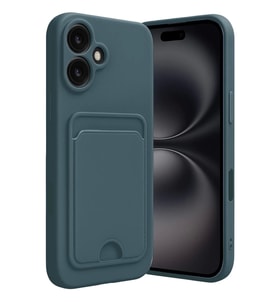 Newface Apple iPhone 16 Kılıf Kelvin Kartvizitli Silikon - Koyu Yeşil