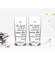 BK Gift Kişiye Özel Renkli Baskılı Bir Kadeh Vardı Ya Beklediğim Tasarımlı İkili Rakı Bardağı Seti-1 (Beyaz)