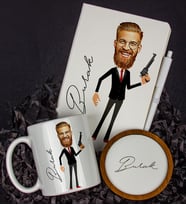 Kişiye Özel Karikatür Tasarım Defter Kalem Kupa Ve Bardak Altlığı Hediye Seti 96312