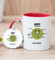 Kişiye Özel Akrep Burcuna Hediye Kırmızı Kupa Bardak ve Anahtarlık