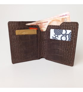 A Leather Hakiki Deri Erkek Cüzdan (KAHVE YILAN)