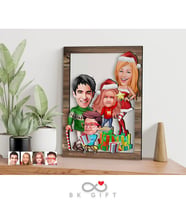 BK Gift Kişiye Özel Yeni Yıl 4'lü Aile Karikatürlü 3D Ahşap Tablo-4