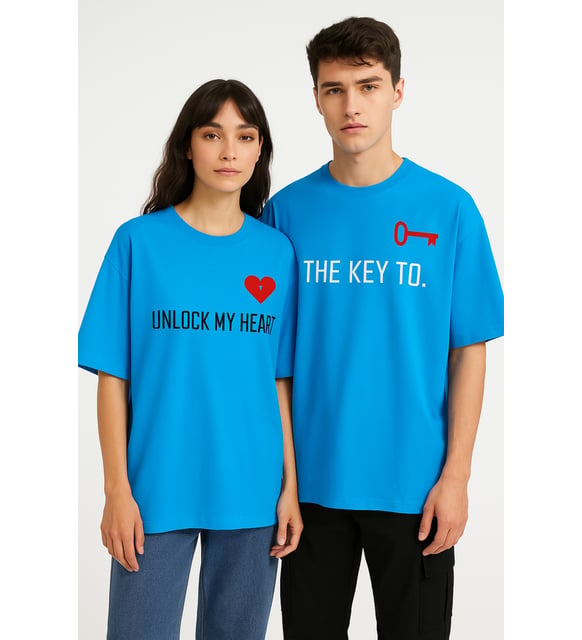 tea for two Unisex Kadın Erkek The Key To Çift Sevgili T-shirt 2'li Set Takım