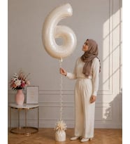 6 Rakamlı Krem 76 cm Helyum Balon