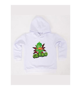 Pj maskeliler Gekko baskılı kapüşonlu pamuklu kumaş çocuk sweatshirt (Beyaz)